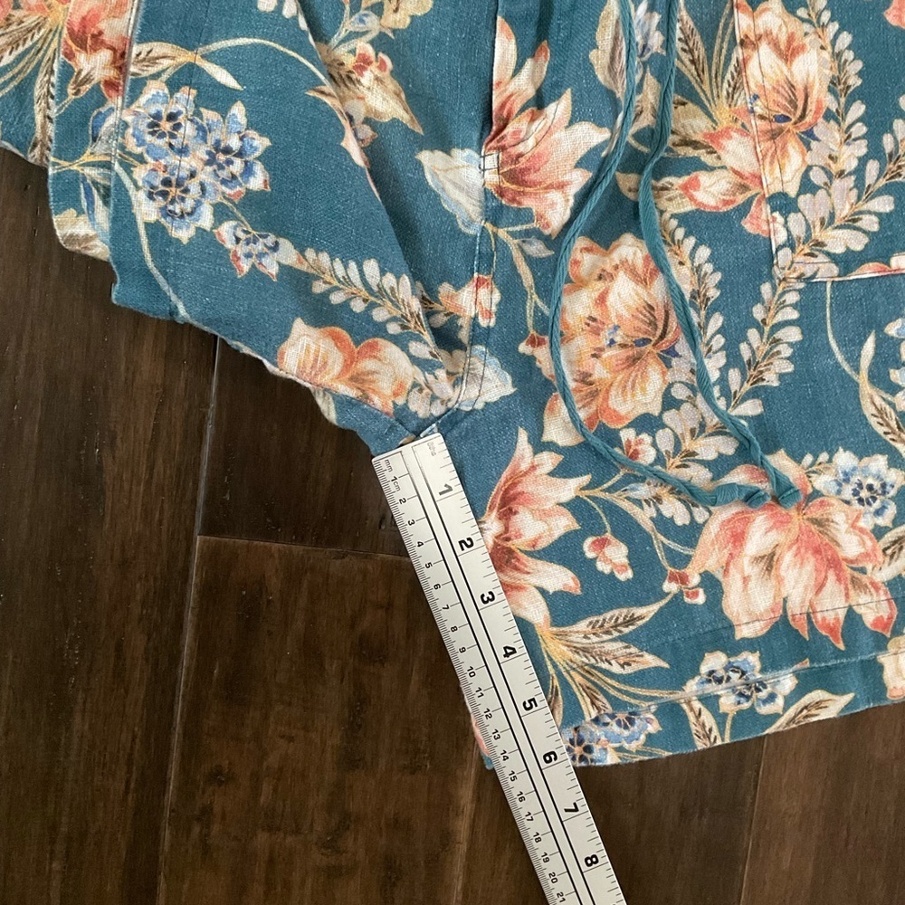 Johnny Was Teal Floral Drawstring Shorts - Picture 7 of 7
